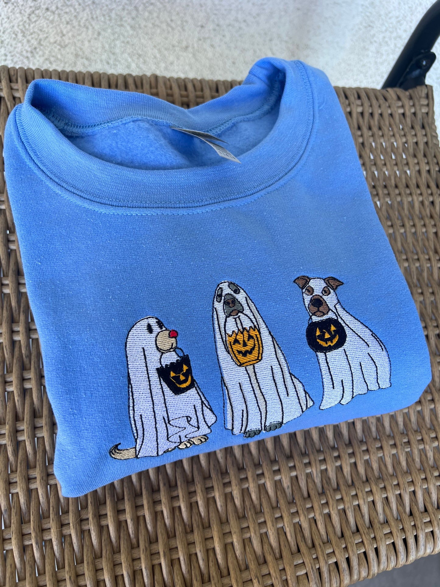 Ghost Dogs Halloween Embroidered Sweatshirt